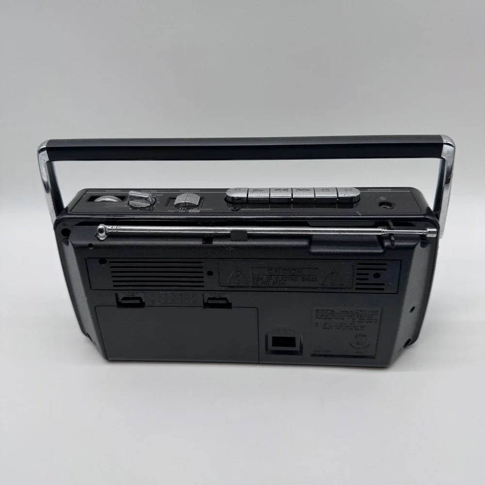 Vintage Sony Cassette Player Radio Black CFM-140 AM/FM Portable Recorder 2 Bands